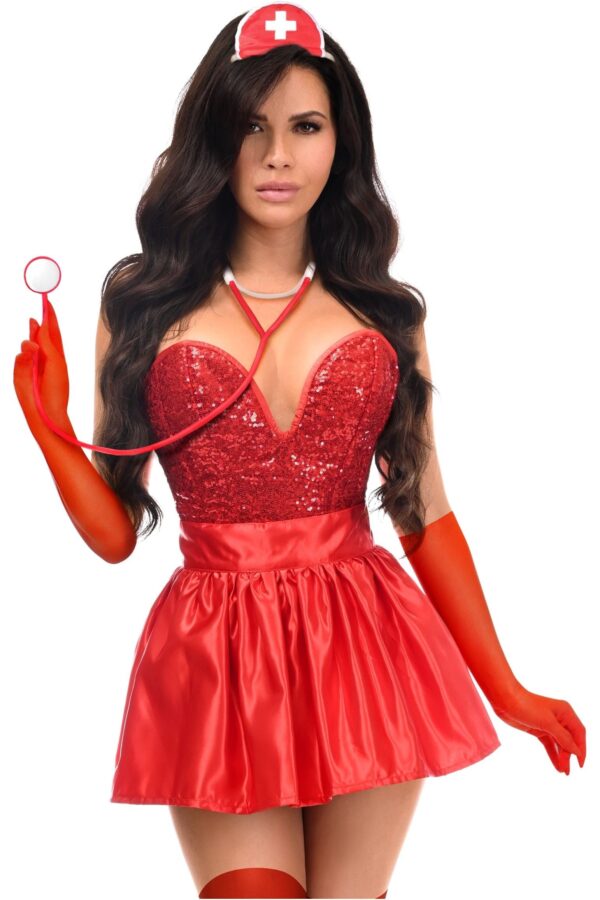 Top Drawer 5 PC Premium Nurse Corset Costume - Image 3