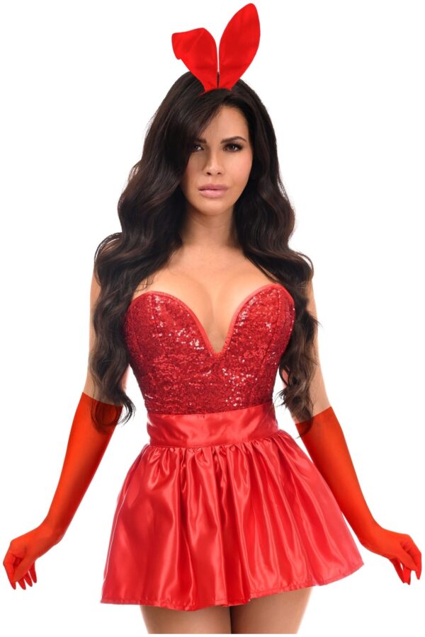 Top Drawer 5 PC Premium Red Bunny Corset Costume - Image 4