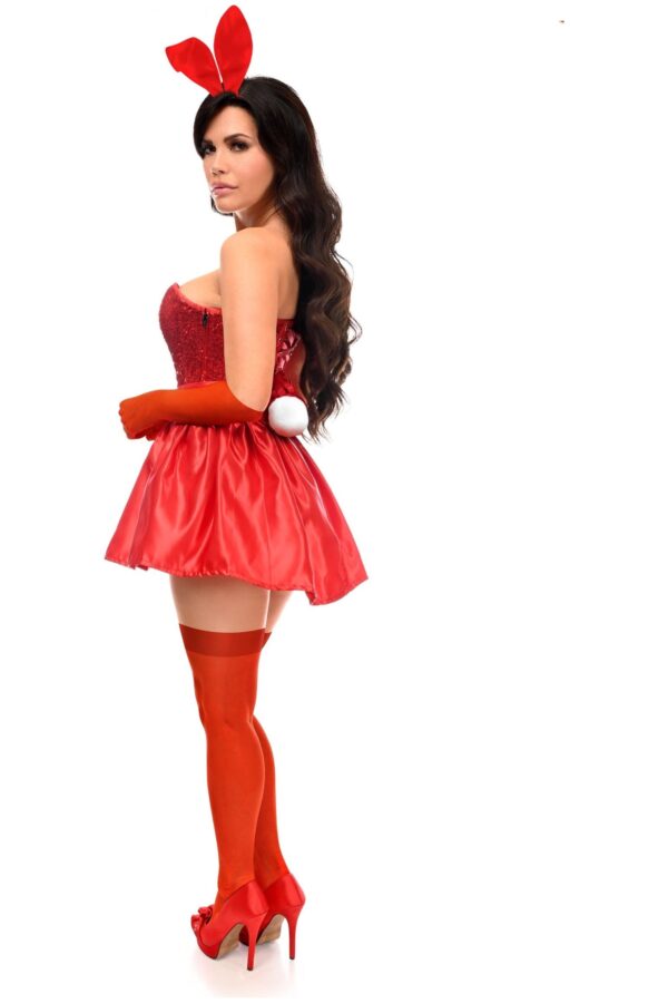 Top Drawer 5 PC Premium Red Bunny Corset Costume - Image 2