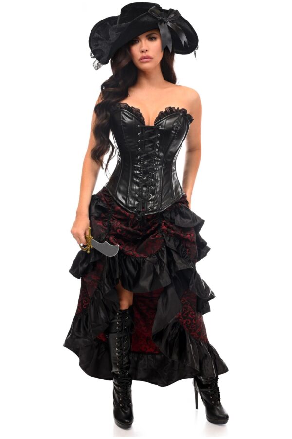 Top Drawer 4 PC Red/Black Premium Pirate Corset Costume