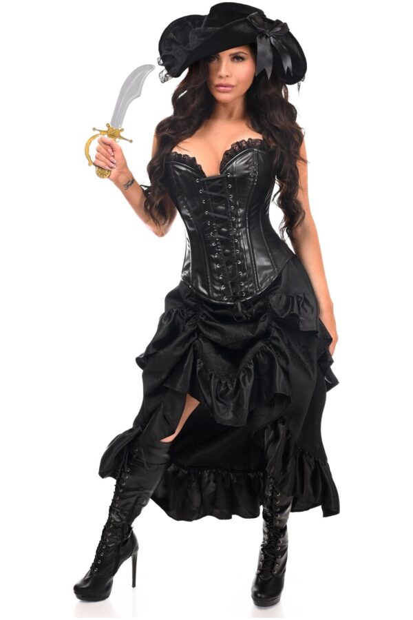 Top Drawer 4 PC Black Premium Pirate Corset Costume