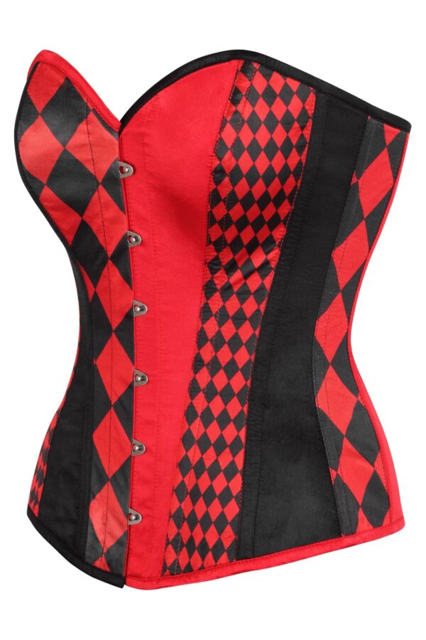 Top Drawer Black/Red Print Steel Boned Corset - Image 2