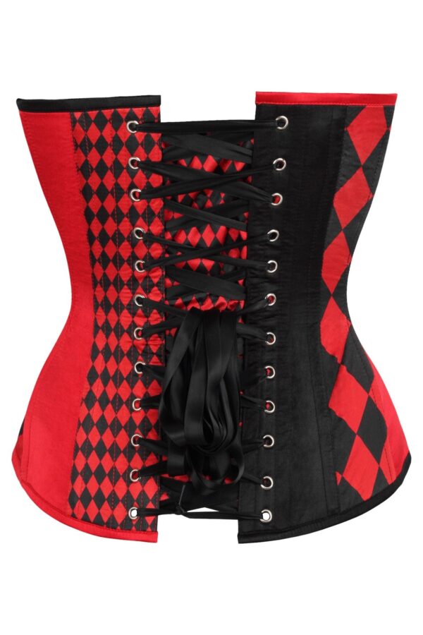 Top Drawer Black/Red Print Steel Boned Corset - Image 3