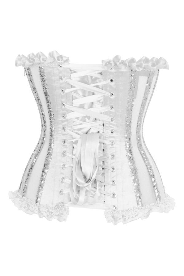 Top Drawer Steel Boned Silver Sequin Underwire Bustier Corset - Image 3