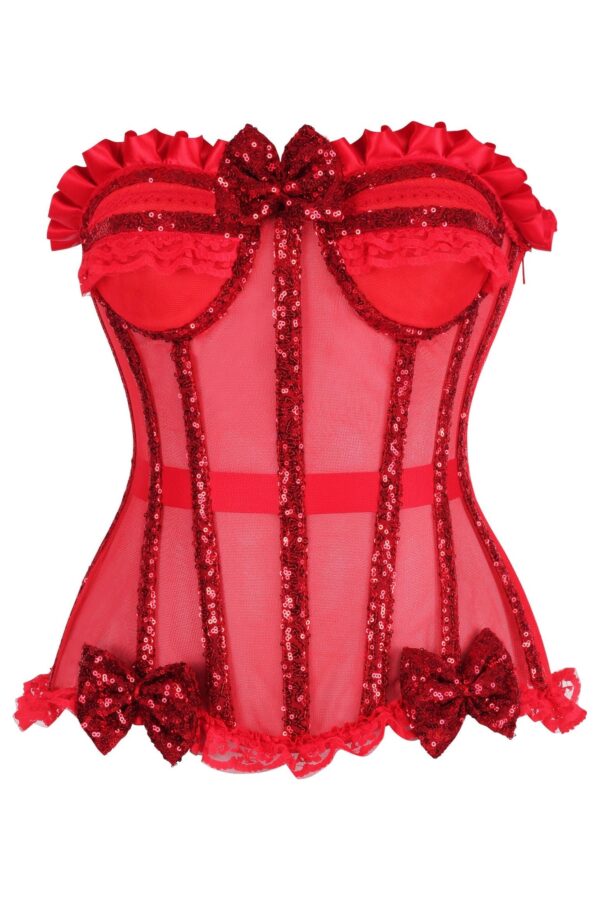 Top Drawer Steel Boned Red Sequin Underwire Bustier Corset