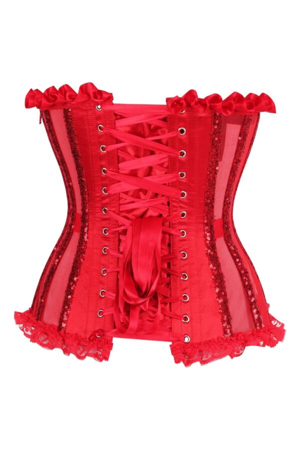 Top Drawer Steel Boned Red Sequin Underwire Bustier Corset - Image 3