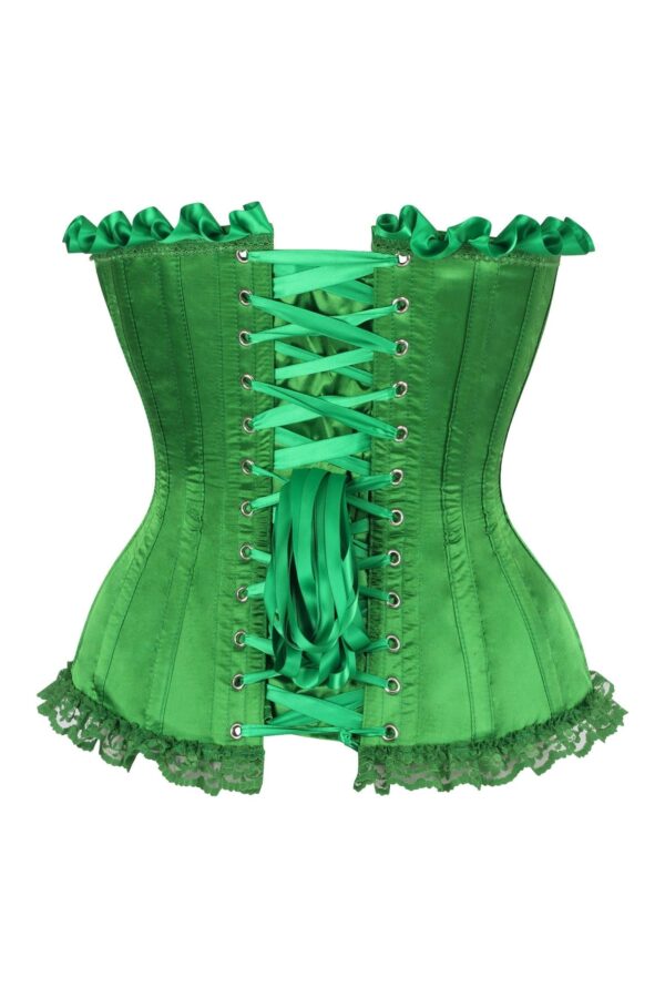 Top Drawer Green Satin Steel Boned Burlesque Corset - Image 3