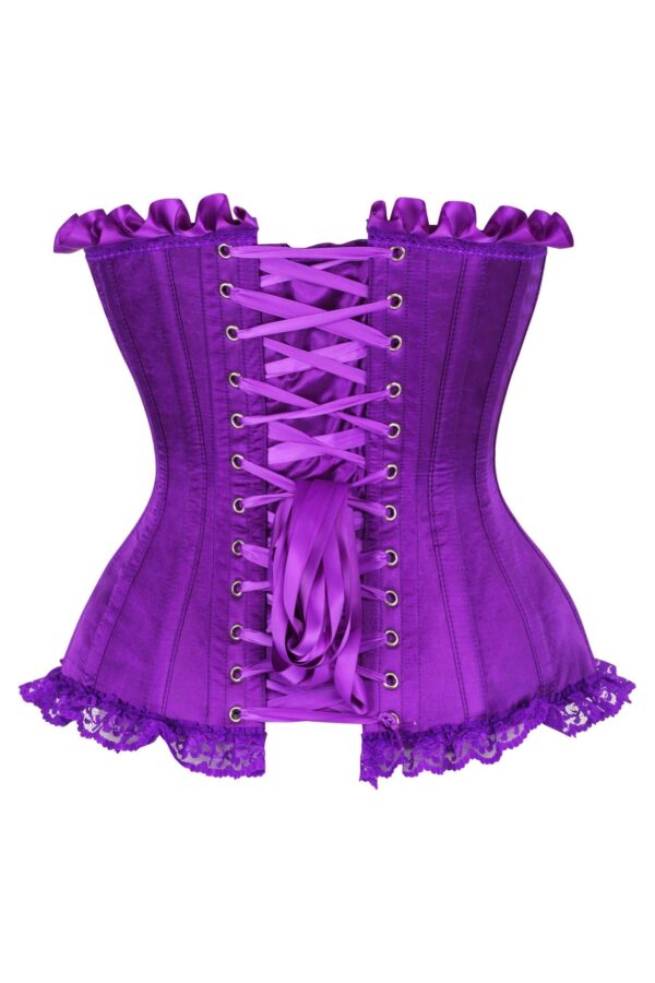 Top Drawer Purple Satin Steel Boned Burlesque Corset - Image 3