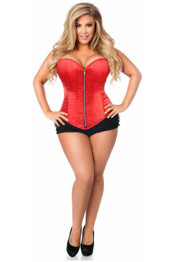 Top Drawer Red Satin Steel Boned Corset - Image 7