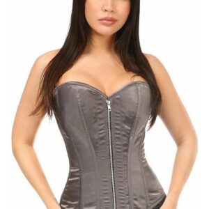 Top Drawer Gunmetal Satin Steel Boned Corset - Daisy Corsets